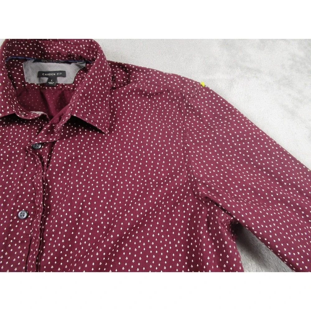 Banana Republic Shirt Mens Large Red Geometric‎ Button Down Long Sleeve Preppy